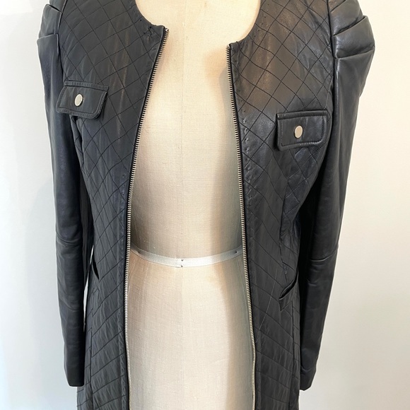 NWT Lambskin Quilted Leather Car Coat - Picture 4 of 12